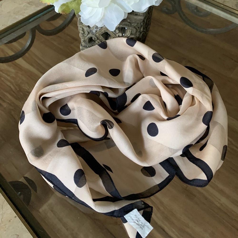 Beige Polka Dot Italian Scarf/ Handkerchief
